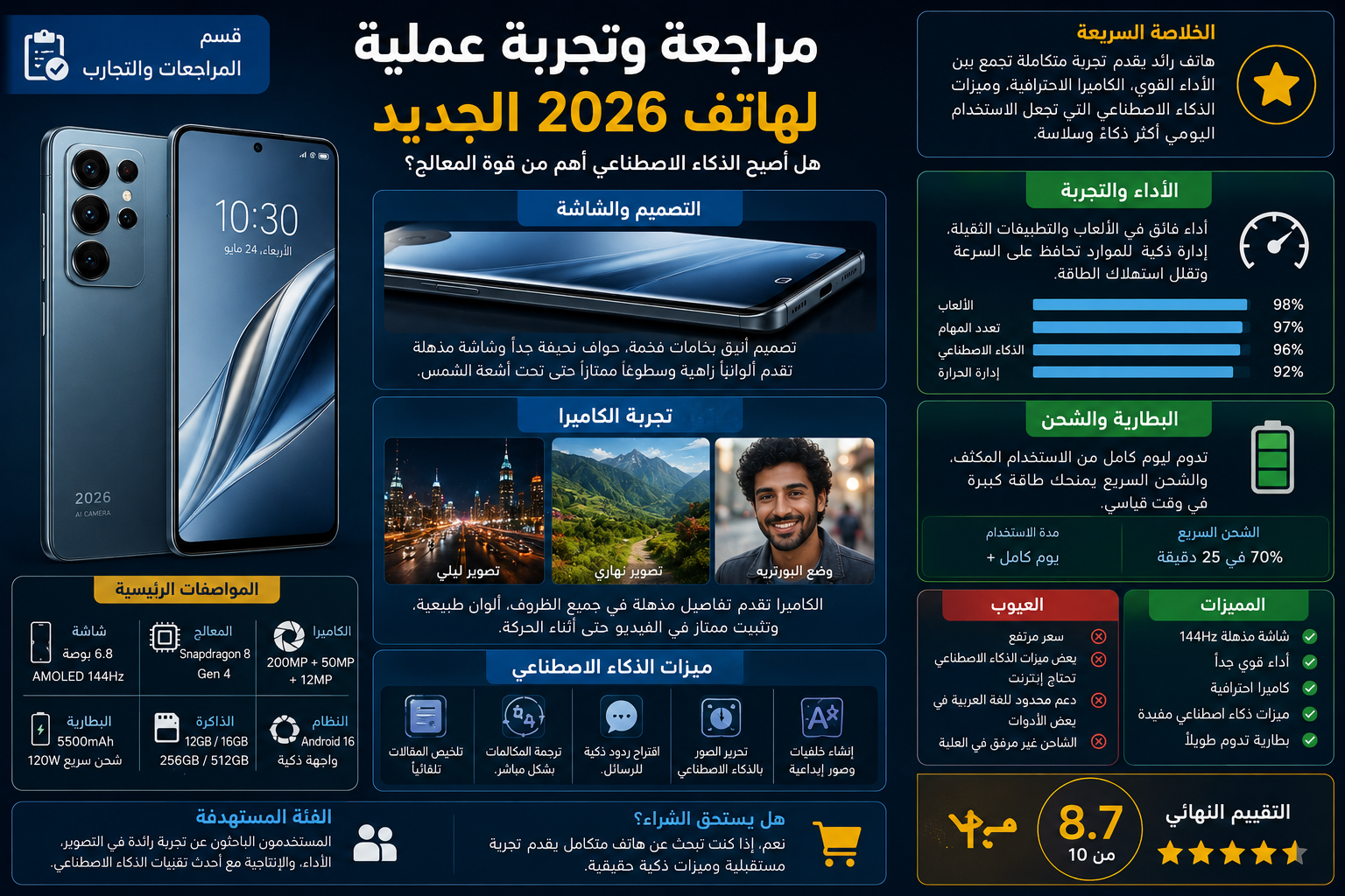 مراجعة وتجربة عملية لهاتف 2026 الجديد: هل أصبح الذكاء الاصطناعي أهم من قوة المعالج؟