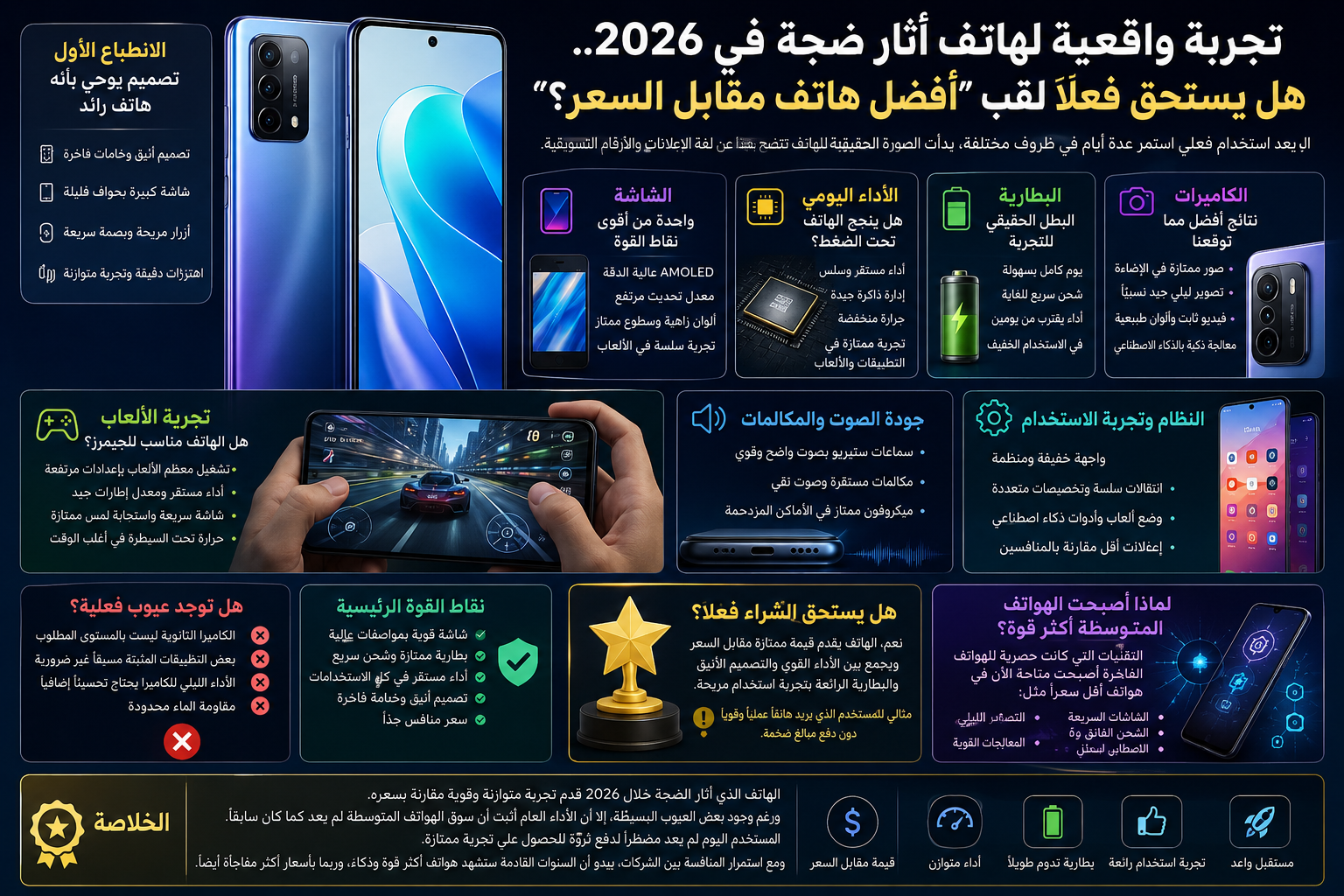 تجربة واقعية لهاتف أثار ضجة في 2026.. هل يستحق فعلًا لقب “أفضل هاتف مقابل السعر”؟