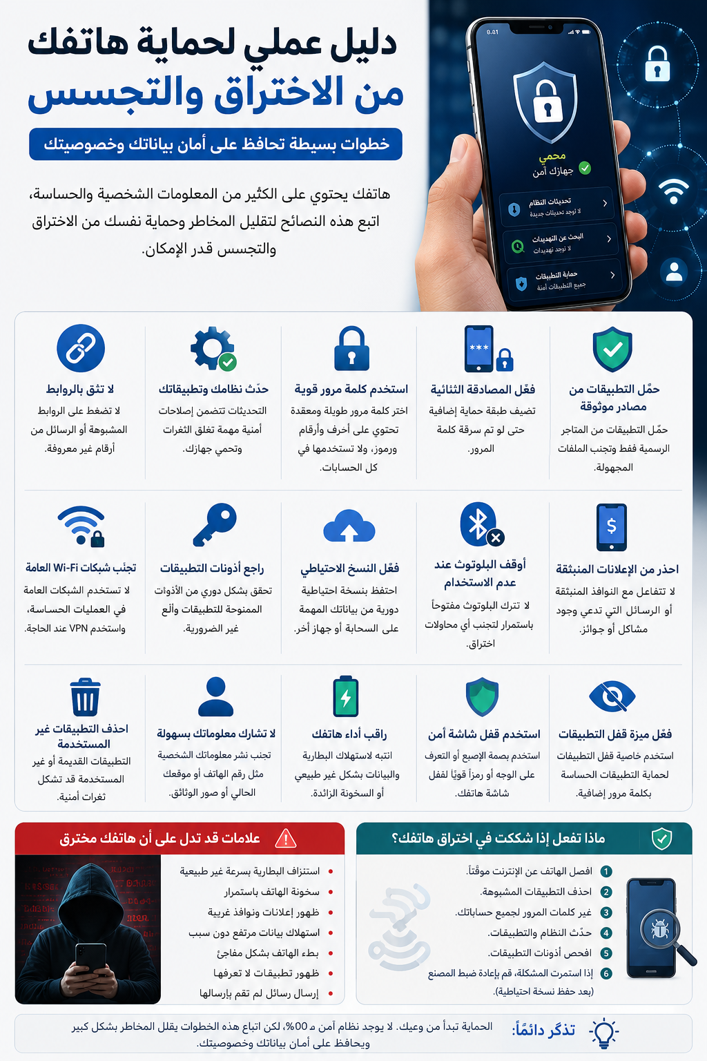 دليل عملي لحماية هاتفك من الاختراق والتجسس بدون تعقيد