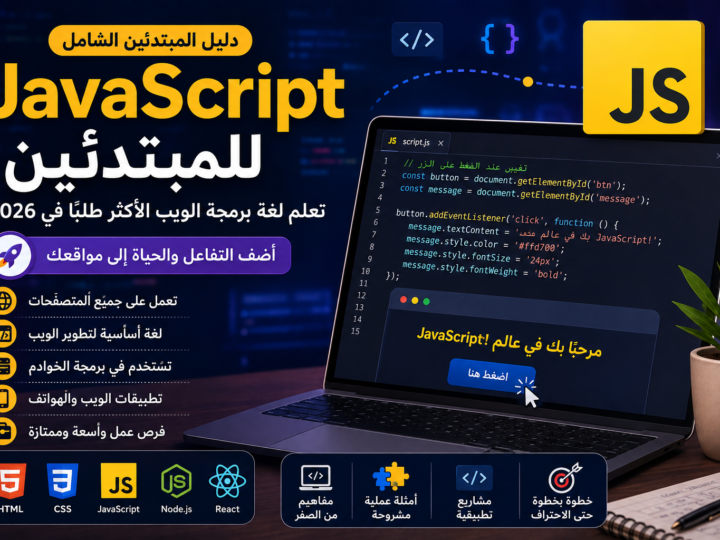 JavaScript للمبتدئين: تعلم لغة برمجة الويب الأكثر طلبًا في 2026