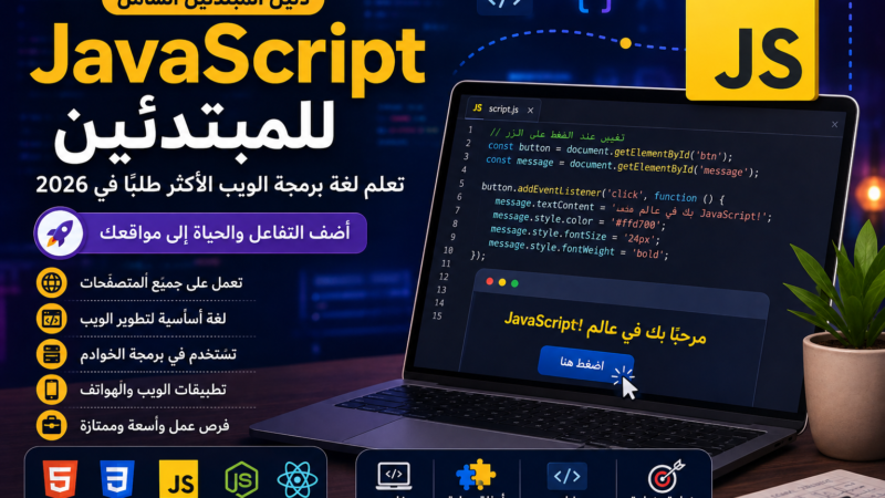 JavaScript للمبتدئين: تعلم لغة برمجة الويب الأكثر طلبًا في 2026