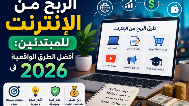 الربح من الإنترنت للمبتدئين: أفضل الطرق الواقعية في 2026