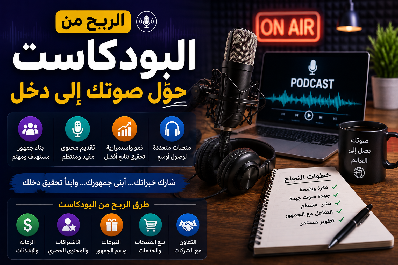 الربح من البودكاست: كيف تبدأ برنامجًا صوتيًا وتحقق منه دخلًا عبر الإنترنت؟ 