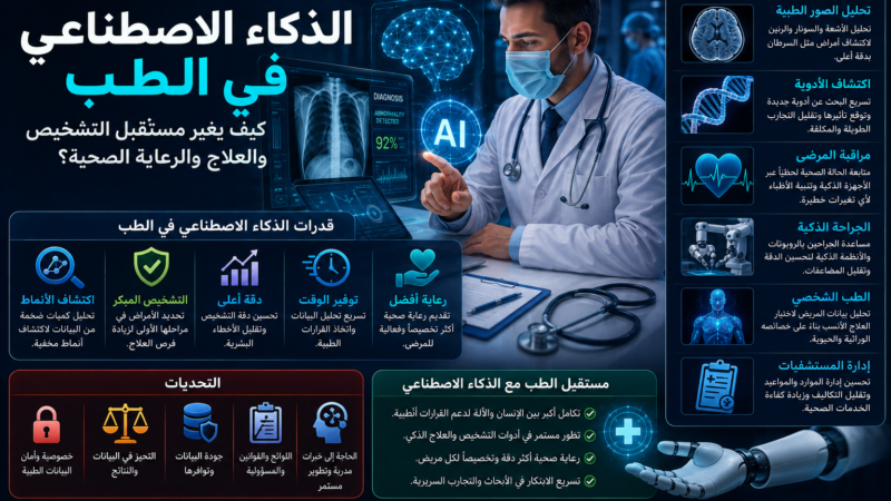 الذكاء الاصطناعي في الطب: كيف يغير مستقبل التشخيص والعلاج والرعاية الصحية؟
