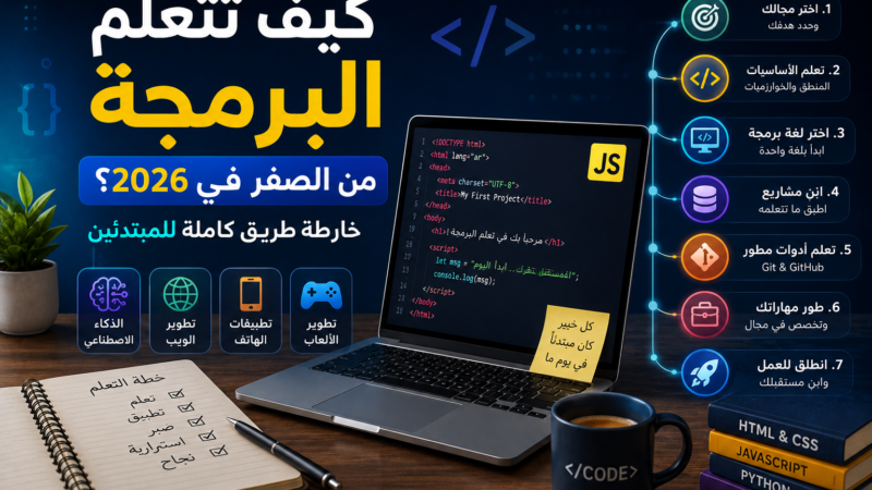 كيف تتعلم البرمجة من الصفر في 2026؟ خارطة طريق كاملة للمبتدئين