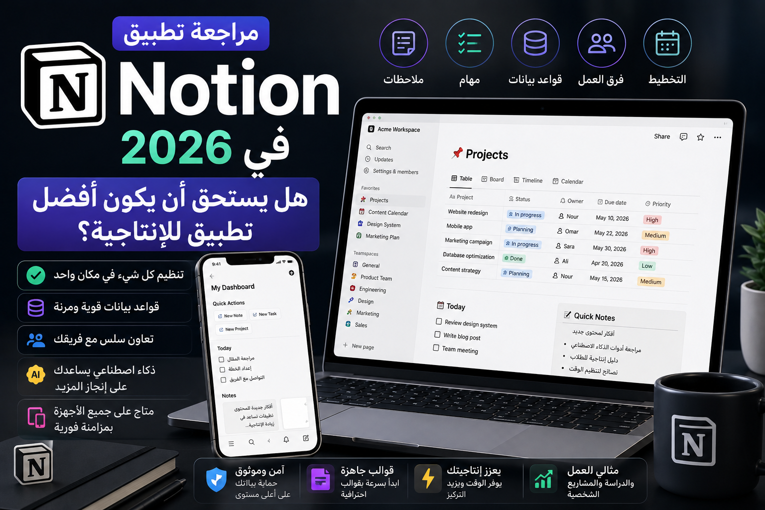 مراجعة تطبيق Notion في 2026: هل يستحق أن يكون أفضل تطبيق للإنتاجية؟