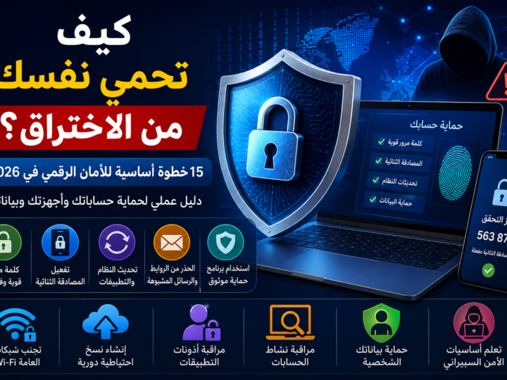 كيف تحمي نفسك من الاختراق؟ 15 خطوة أساسية للأمان الرقمي في 2026