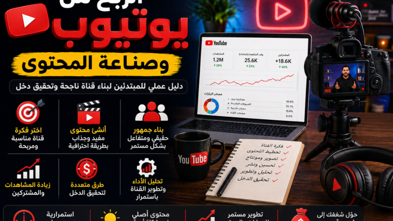 الربح من يوتيوب وصناعة المحتوى: دليل عملي للمبتدئين