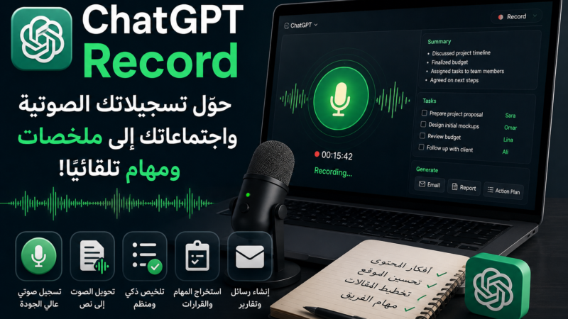 ChatGPT Record: كيف تحول تسجيلاتك الصوتية واجتماعاتك إلى ملخصات ومهام تلقائيًا؟