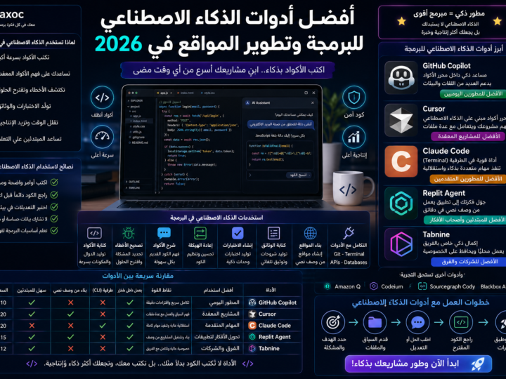 أفضل أدوات الذكاء الاصطناعي للبرمجة وتطوير المواقع في 2026